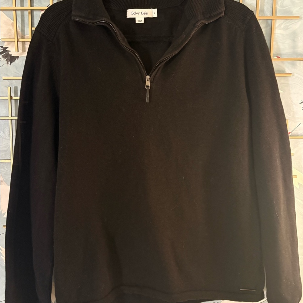 Calvin Klein Men’s Black Quarter-Zip Pullover Sweater